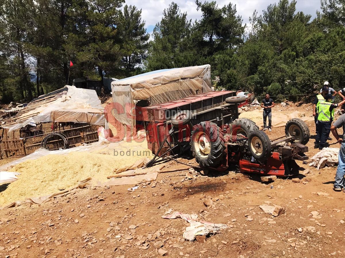 Muğla'da şarampole devrilen traktörün sürücüsü yaralandı