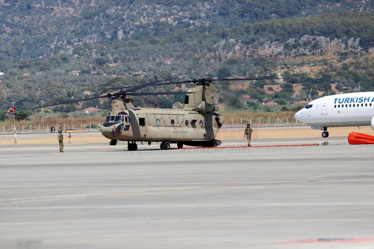 Muğla'daki orman yangınlarının ardından soğutma çalışmaları için ABD'den 2 helikopter geldi