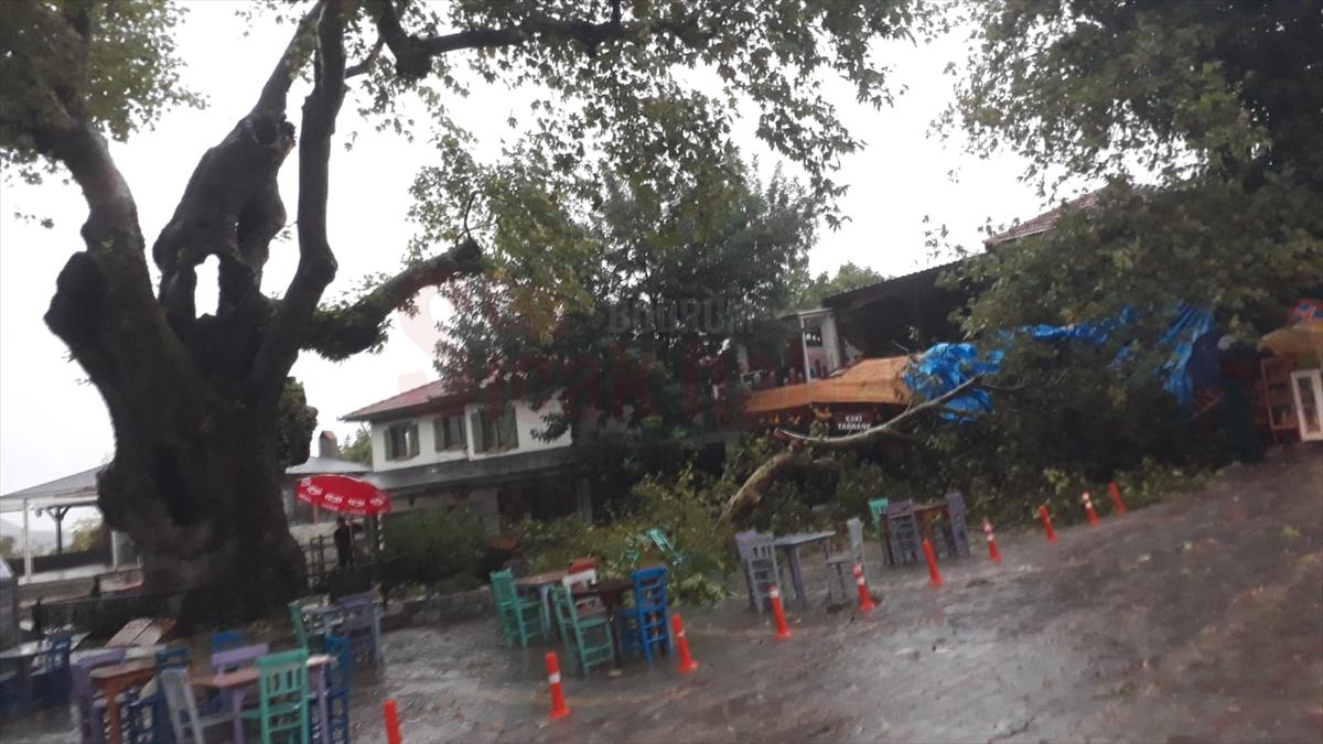 Muğla'da etkili olan fırtınada kayalıklara çarpan tekne battı